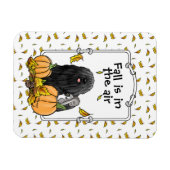 Fall Puli Hund (schwarz) Pumpkins Blätter Niedlich Magnet (Horizontal)
