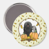 Fall Puli Hund (schwarz) Pumpkins Blätter Niedlich Magnet (Vorderseite/Rückseite)