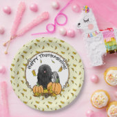 Fall Puli Hund (schwarz) Pumpkins Blätter Niedlich Pappteller (Party)