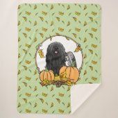 Fall Puli Hund (schwarz) Pumpkins Blätter Niedlich Sherpadecke (Vorderseite)