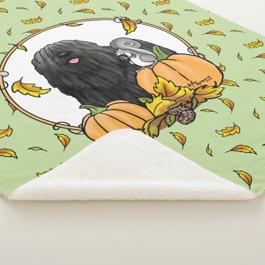 Fall Puli Hund (schwarz) Pumpkins Blätter Niedlich Sherpadecke (3/4)