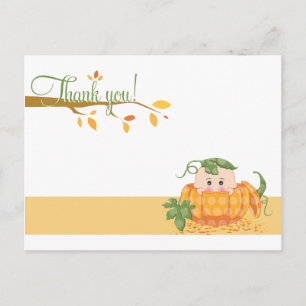 Fall Pumkin Babydusche Danke Postcard Postkarte