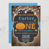 Fall Pumpkin 1. Geburtstag Einladung Boy (Vorne/Hinten)