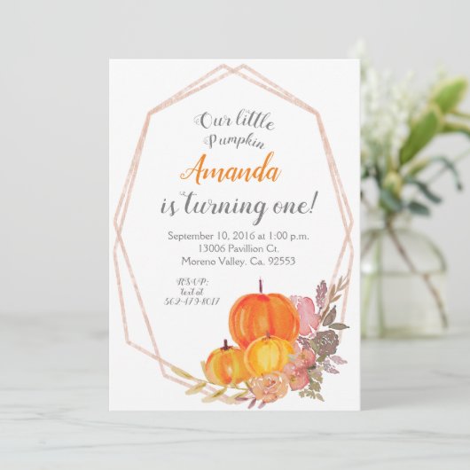 Fall Pumpkin 3. Geburtstag Einladung (Stehend Vorderseite)