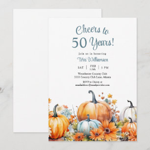 Fall Pumpkin 50. Geburtstag Cheers bis 50 Jahre Einladung