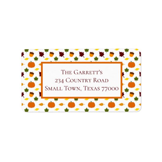 Fall Pumpkin Acorn Leaf Personalisierte Adresse Adressaufkleber (Vorne)