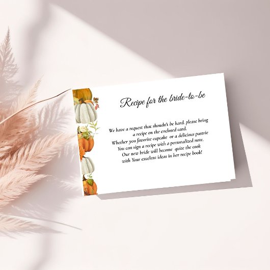 Fall Pumpkin Anfrage Rezept für die Braut Begleitkarte