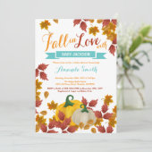 Fall Pumpkin Aqua Baby Dusche Einladung (Stehend Vorderseite)