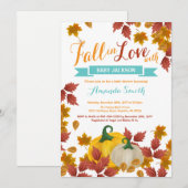 Fall Pumpkin Aqua Baby Dusche Einladung (Vorne/Hinten)