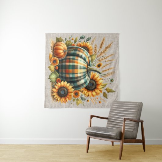 Fall Pumpkin Artwork Tapestry Wandteppich (Beispiel (Horizontal))