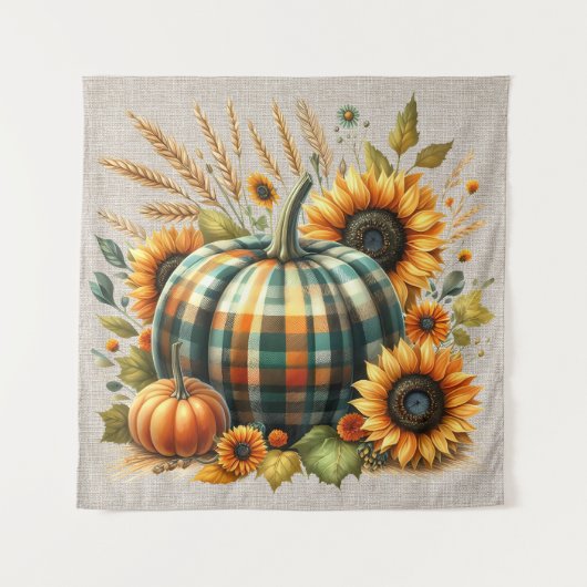 Fall Pumpkin Artwork Tapestry Wandteppich (Vorderseite)