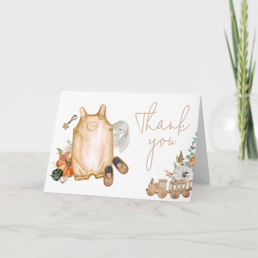 Fall Pumpkin Baby Clothes Baby Dusche Dankeskarte (Vorderseite)