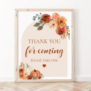 Fall Pumpkin Baby Dusche Danke, dass Sie gekommen Poster