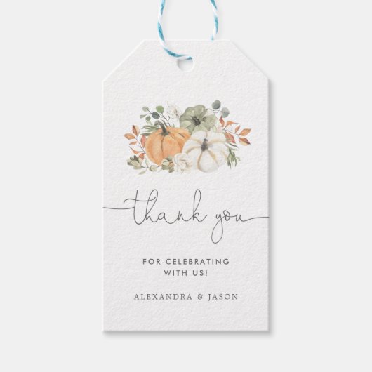 Fall Pumpkin Baby Dusche Danke Geschenkanhänger (Vorderseite)