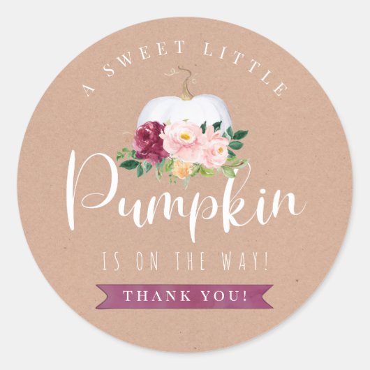 Fall Pumpkin Baby Dusche Danke Sticker (Vorderseite)