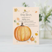 Fall Pumpkin Baby Dusche Einladung (Stehend Vorderseite)