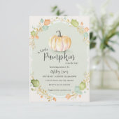 Fall Pumpkin Baby Dusche Einladung (Stehend Vorderseite)