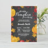 Fall Pumpkin Baby Dusche Einladung Chalkboard (Stehend Vorderseite)