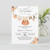 Fall Pumpkin Baby Dusche Einladung Editable Baby (Stehend Vorderseite)