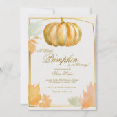 Fall Pumpkin Baby Dusche Einladung Gold (Vorderseite)