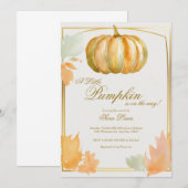 Fall Pumpkin Baby Dusche Einladung Gold (Vorne/Hinten)