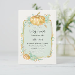 Fall Pumpkin Baby Dusche Einladung Gold Kürbis