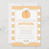 Fall Pumpkin Baby Dusche Einladung Orange Streifen (Vorderseite)