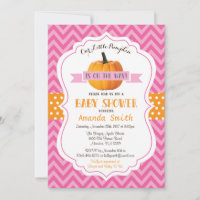 Fall Pumpkin Baby Dusche Einladung Pink Zickzack