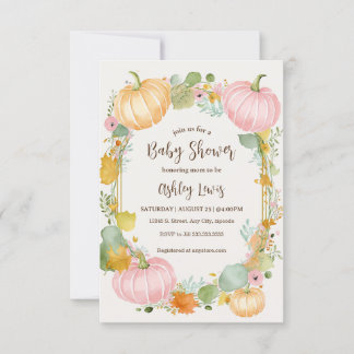 Fall Pumpkin Baby Dusche Einladung Rosa und Gold