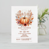 Fall Pumpkin Baby Dusche Folieneinladung (Stehend vorne)