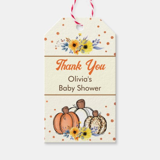Fall Pumpkin Baby Dusche Gefallen Vielen Dank Geschenkanhänger (Vorderseite)