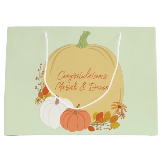 Fall Pumpkin Baby Dusche Große Geschenktüte (Vorderseite)