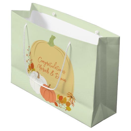 Fall Pumpkin Baby Dusche Große Geschenktüte (Vorderseite Schrägansicht)