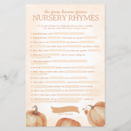 Fall Pumpkin Baby Dusche Kinderzimmer Rhyme Game