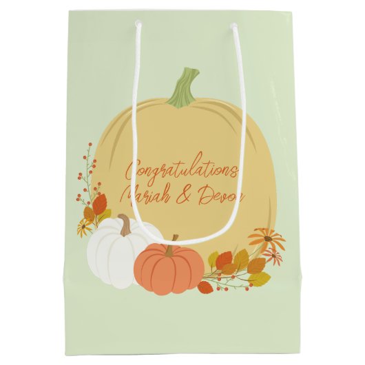 Fall Pumpkin Baby Dusche Mittlere Geschenktüte (Rückseite)