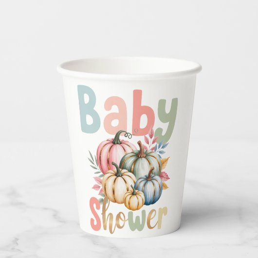 Fall Pumpkin Baby Dusche Pappbecher (Rückseite)