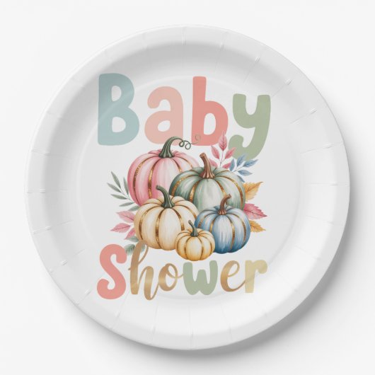 Fall Pumpkin Baby Dusche Pappteller (Vorderseite)