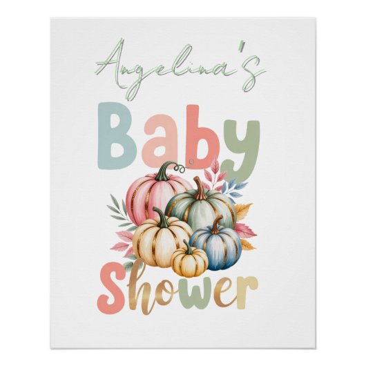 Fall Pumpkin Baby Dusche Poster (Vorderseite)
