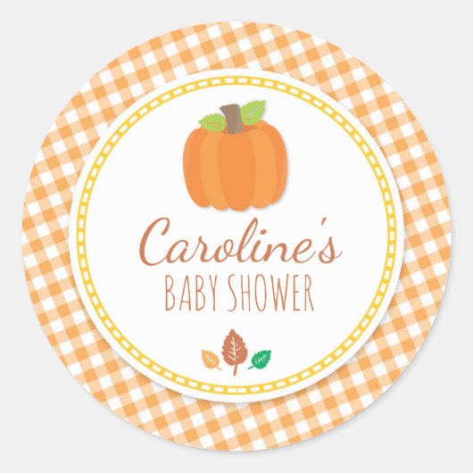Fall Pumpkin Baby Dusche Round Sticker (Vorderseite)