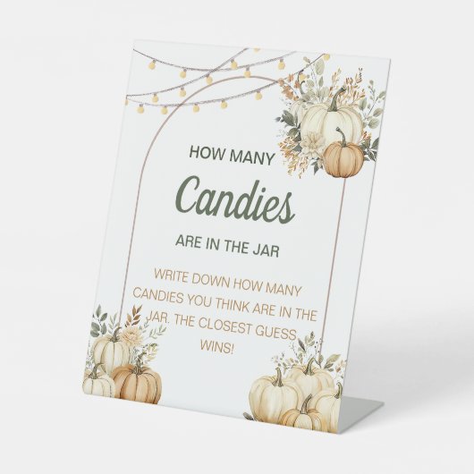 Fall Pumpkin Baby Dusche schätzen, wie viele Candi Sockelschild (Vorderseite)