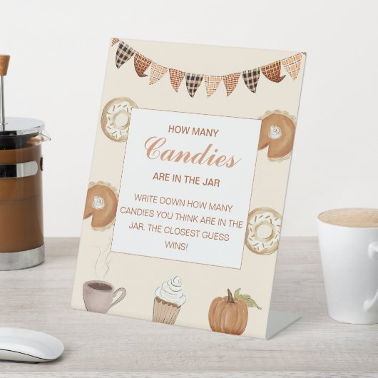 Fall Pumpkin Baby Dusche schätzen, wie viele Candi Sockelschild (In SItu)