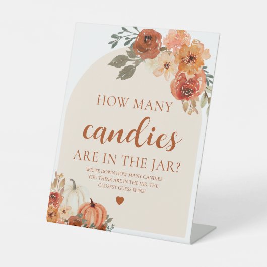 Fall Pumpkin Baby Dusche schätzen, wie viele Candi Sockelschild (Vorderseite)