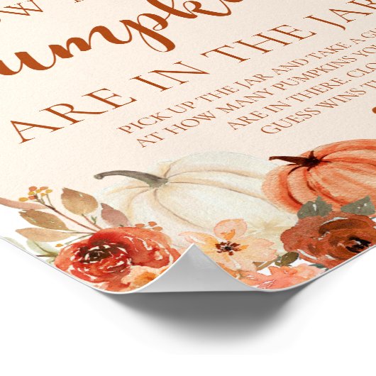 Fall Pumpkin Baby Dusche schätzen wie viele Pumpki Poster (Ecke)