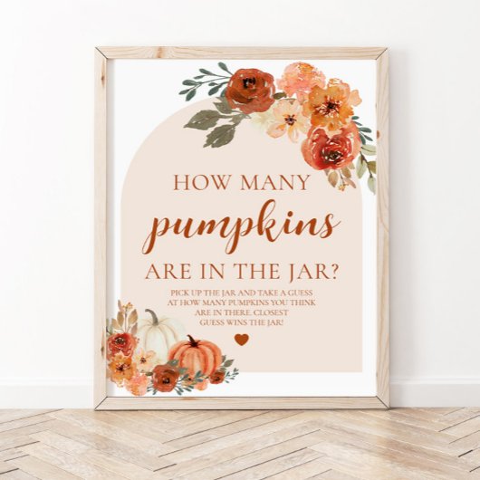 Fall Pumpkin Baby Dusche schätzen wie viele Pumpki Poster