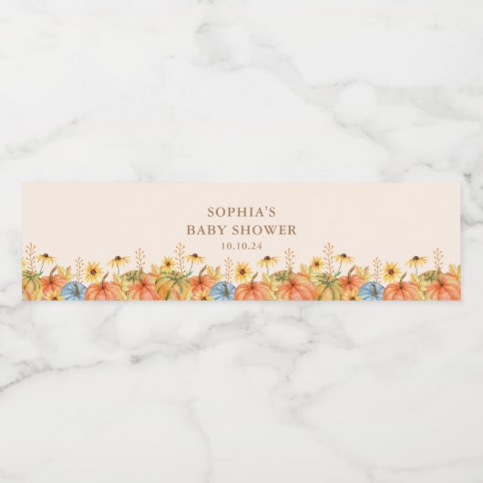 Fall Pumpkin Baby Dusche Wasserflaschenetikett (Einzelnes Label)