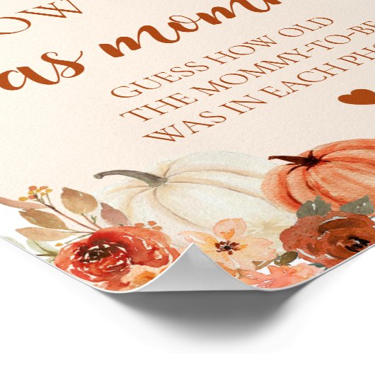 Fall Pumpkin Baby Dusche wie alt war Mama Game Poster (Ecke)