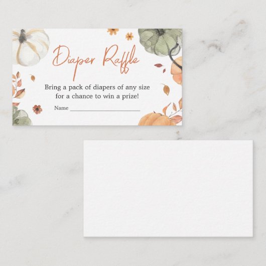 Fall Pumpkin Baby Dusche Windeln Raffle Begleitkarte (Vorne/Hinten)