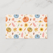 Fall Pumpkin Baby Dusche Windeln Raffle Begleitkarte (Rückseite)