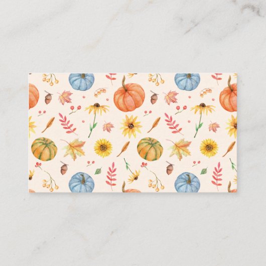 Fall Pumpkin Baby Dusche Windeln Raffle Begleitkarte (Rückseite)