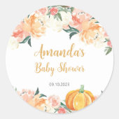 Fall Pumpkin Baby Duschgeschenk für runde Labels Runder Aufkleber (Vorderseite)